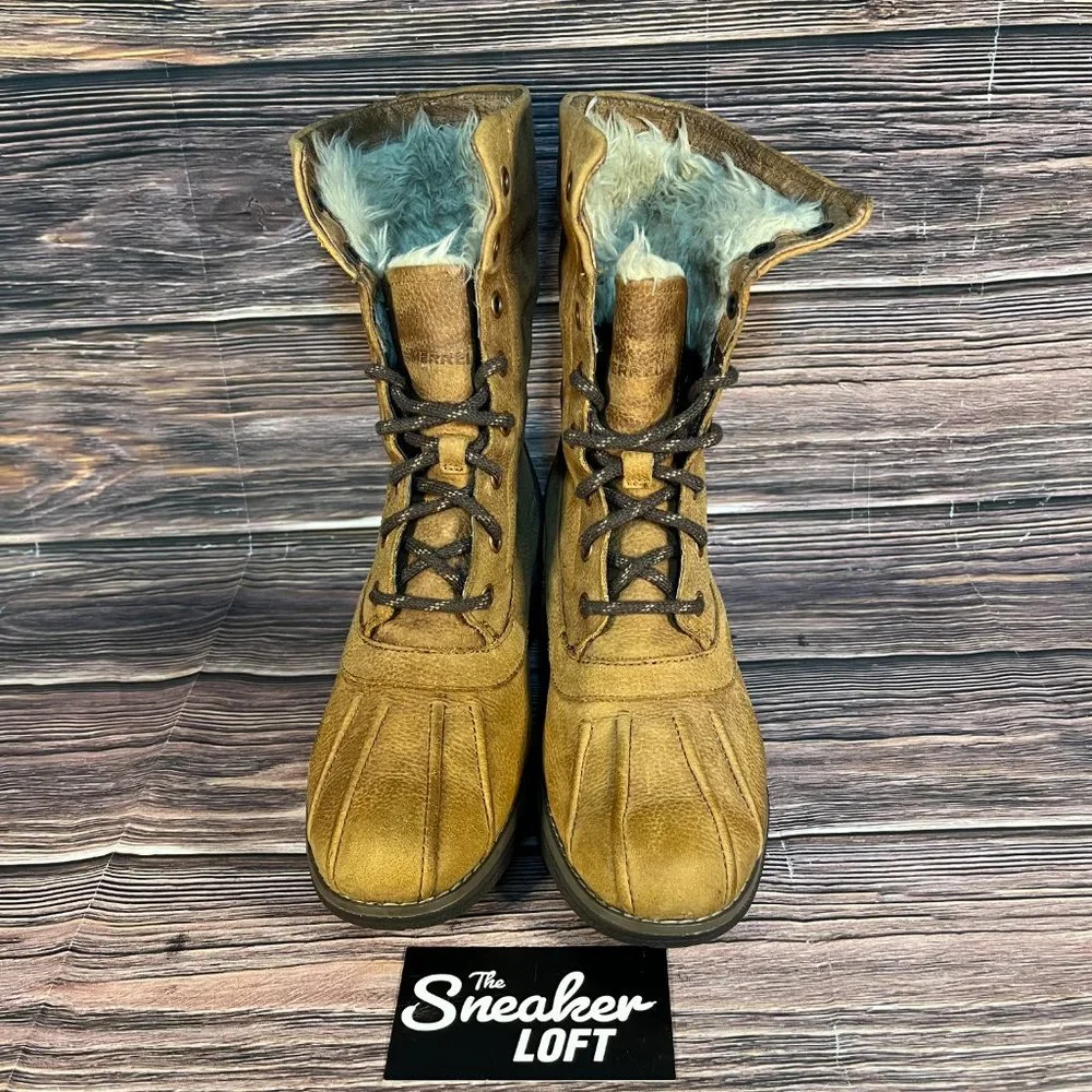 Merrell‎ Chateau Mid Lace Brown Leather Snow Heeled Boots